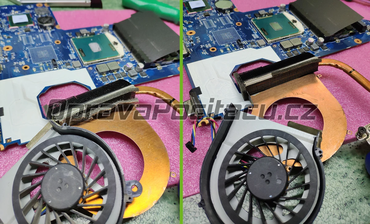 Vyčištění chlazení notebooku HP 250 G1 od prachu, nečistot + přepastování